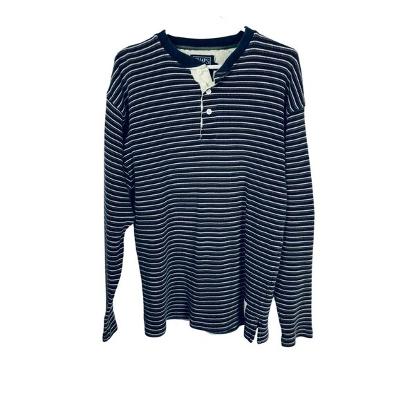 Chaps Ralph Lauren Pullover Thermal Crewneck Shirt Striped Mens XL  Long Sleeves - Picture 1 of 6